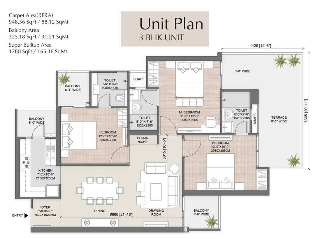 AUCosmosCorner-1780-3bhk AU Cosmos Corner Floor Plan