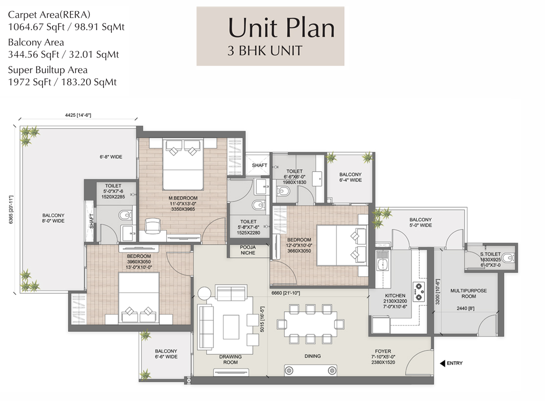 AUCosmosCorner-1972-3bhk AU Cosmos Corner Floor Plan