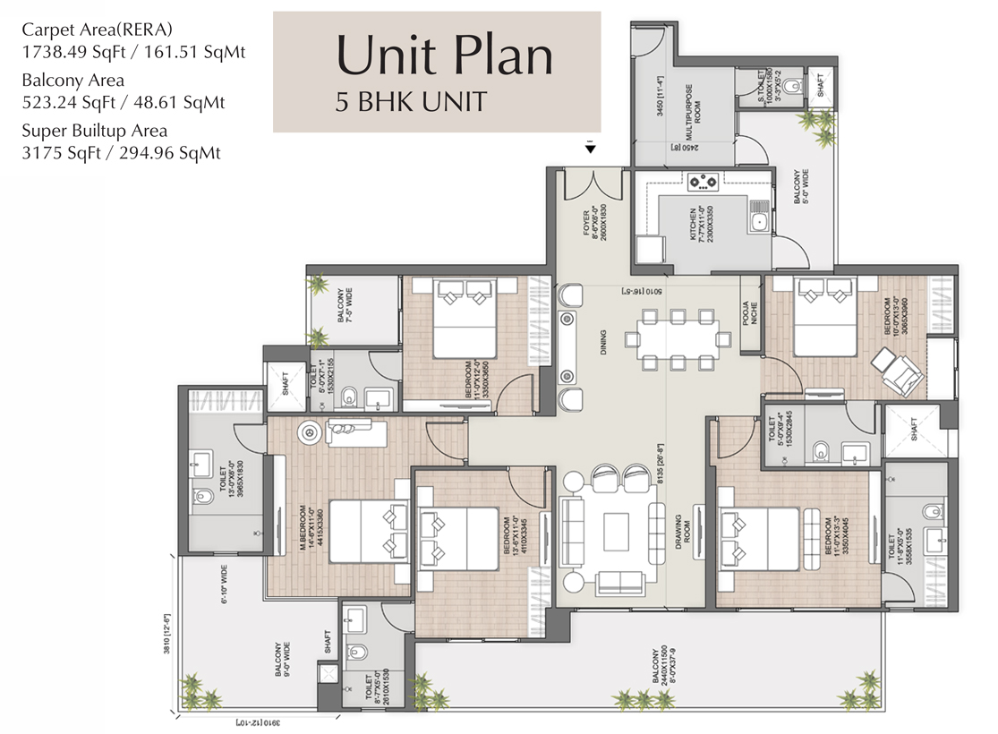 AUCosmosCorner-3175-5bhk AU Cosmos Corner Floor Plan